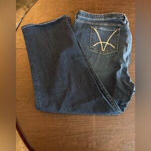 Kut From the Kloth Catherine Boyfriend Dark Blue Jeans Embroidered Pocket 22W